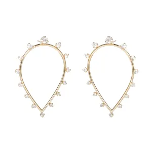 14k Medium Teardrop Earrings with Prong Diamonds