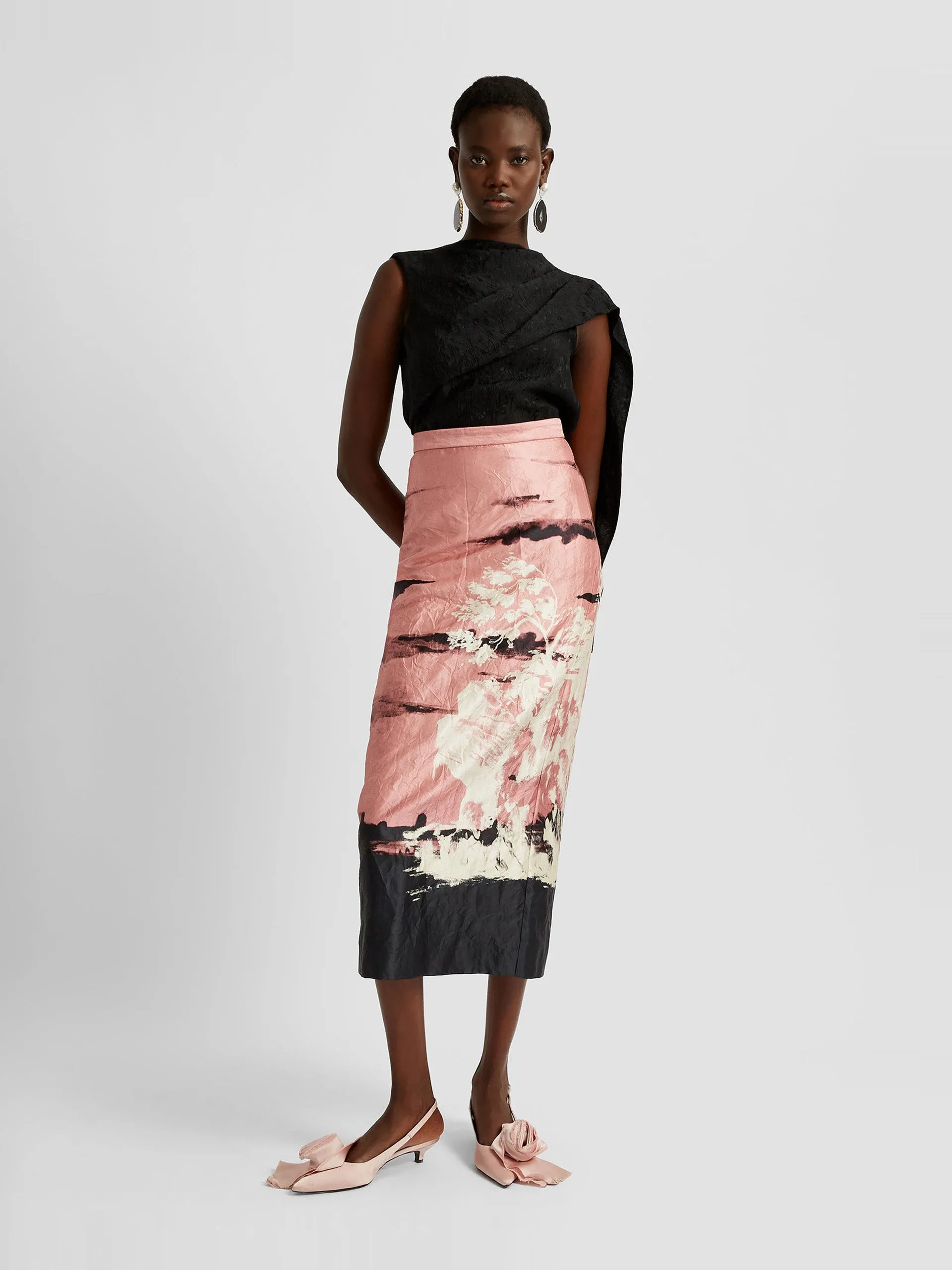 Asymmetric drape blouse