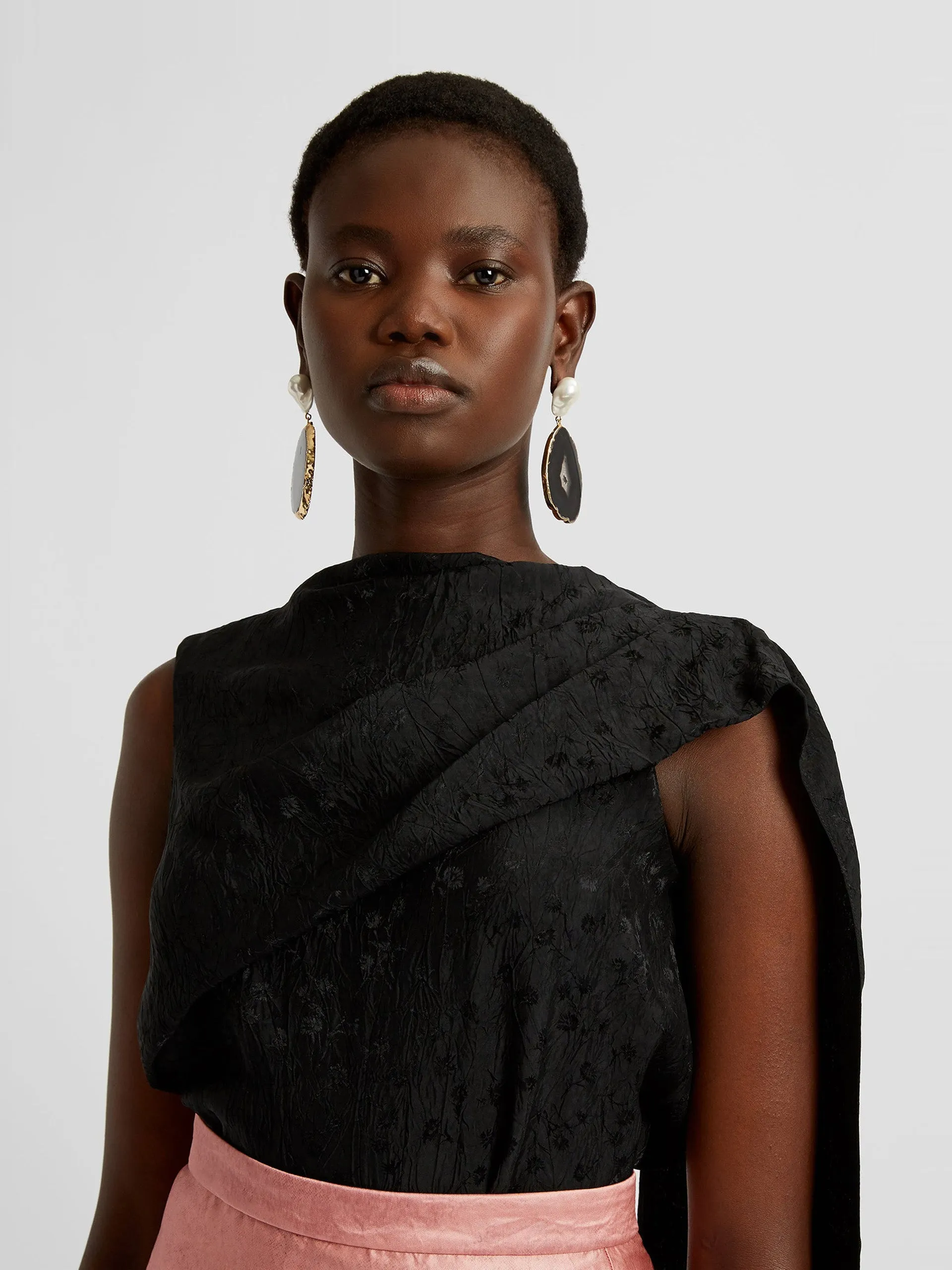 Asymmetric drape blouse