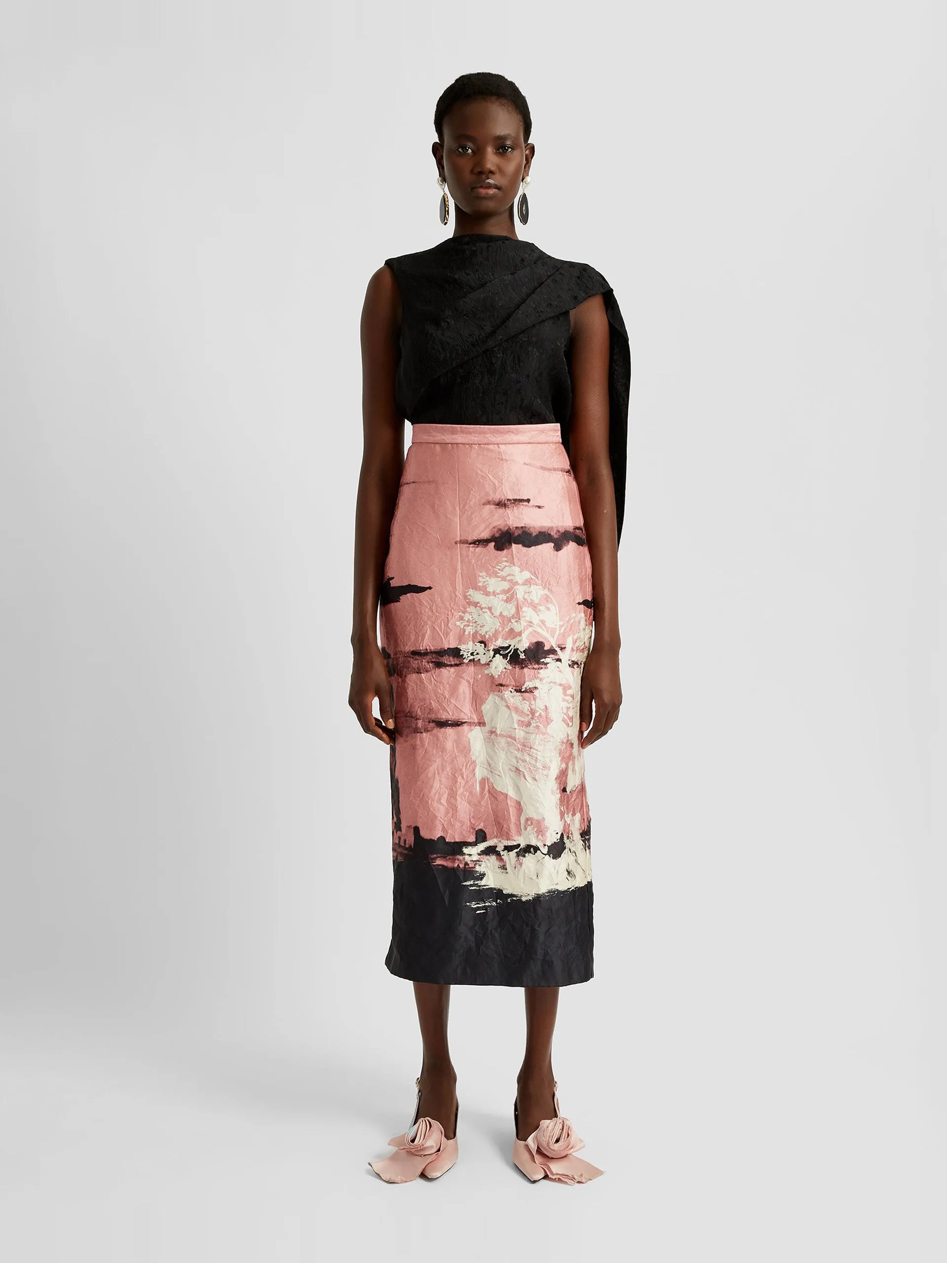 Asymmetric drape blouse