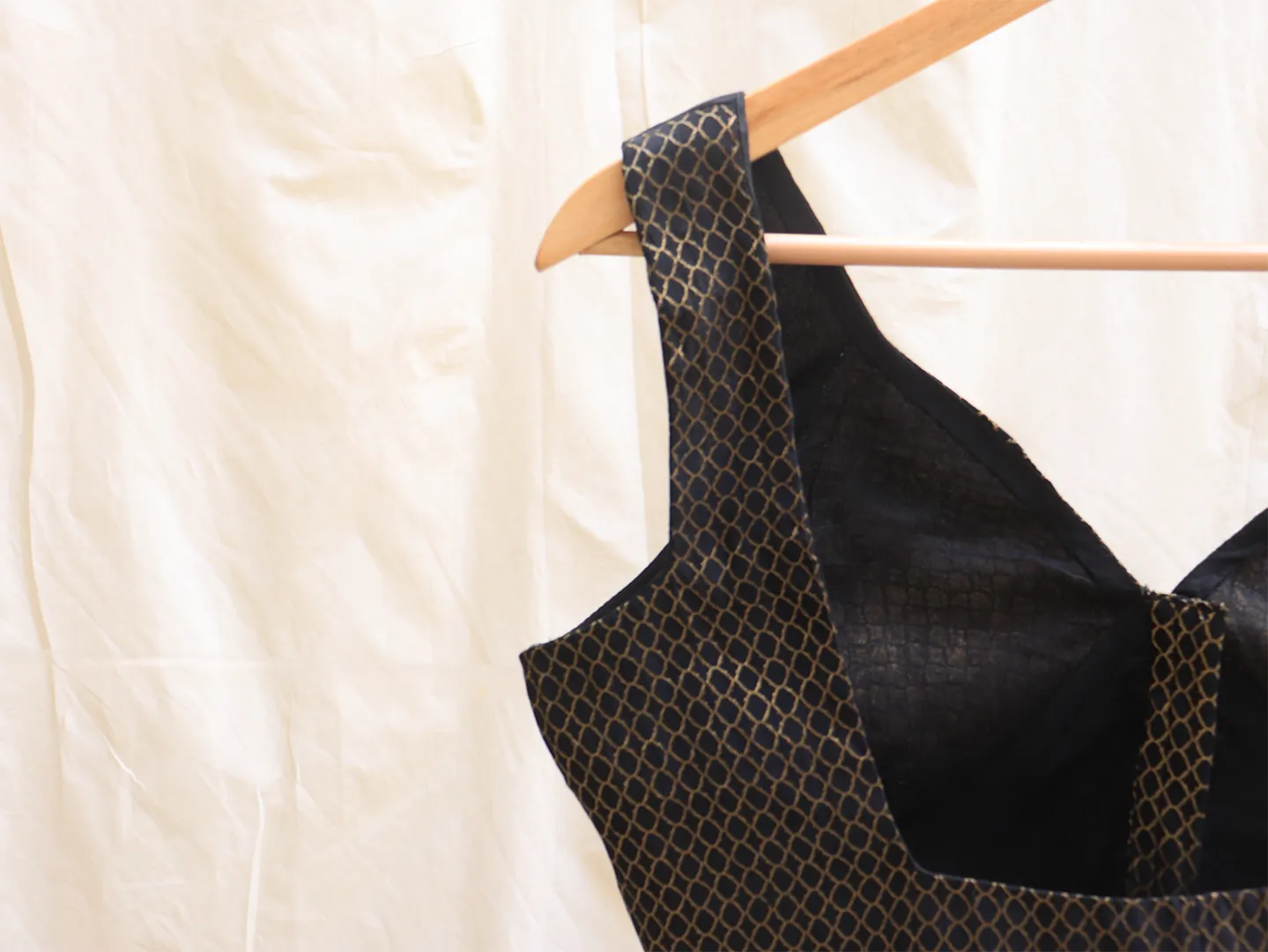 Black, crepe silk, Katori blouse