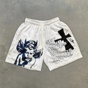 Blavra Angel Print Casual Crossover Stretch Short