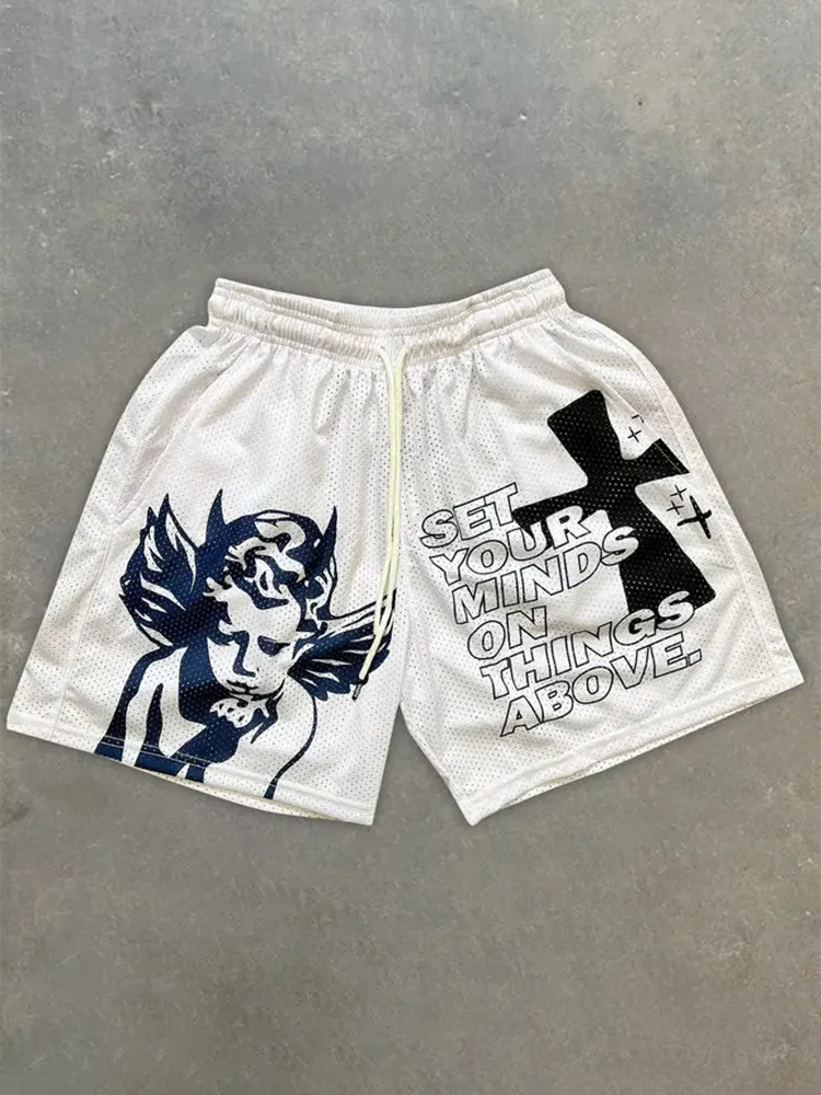 Blavra Angel Print Casual Crossover Stretch Short