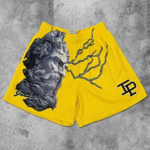 Blavra Art Engraving Printed Casual Mesh Shorts