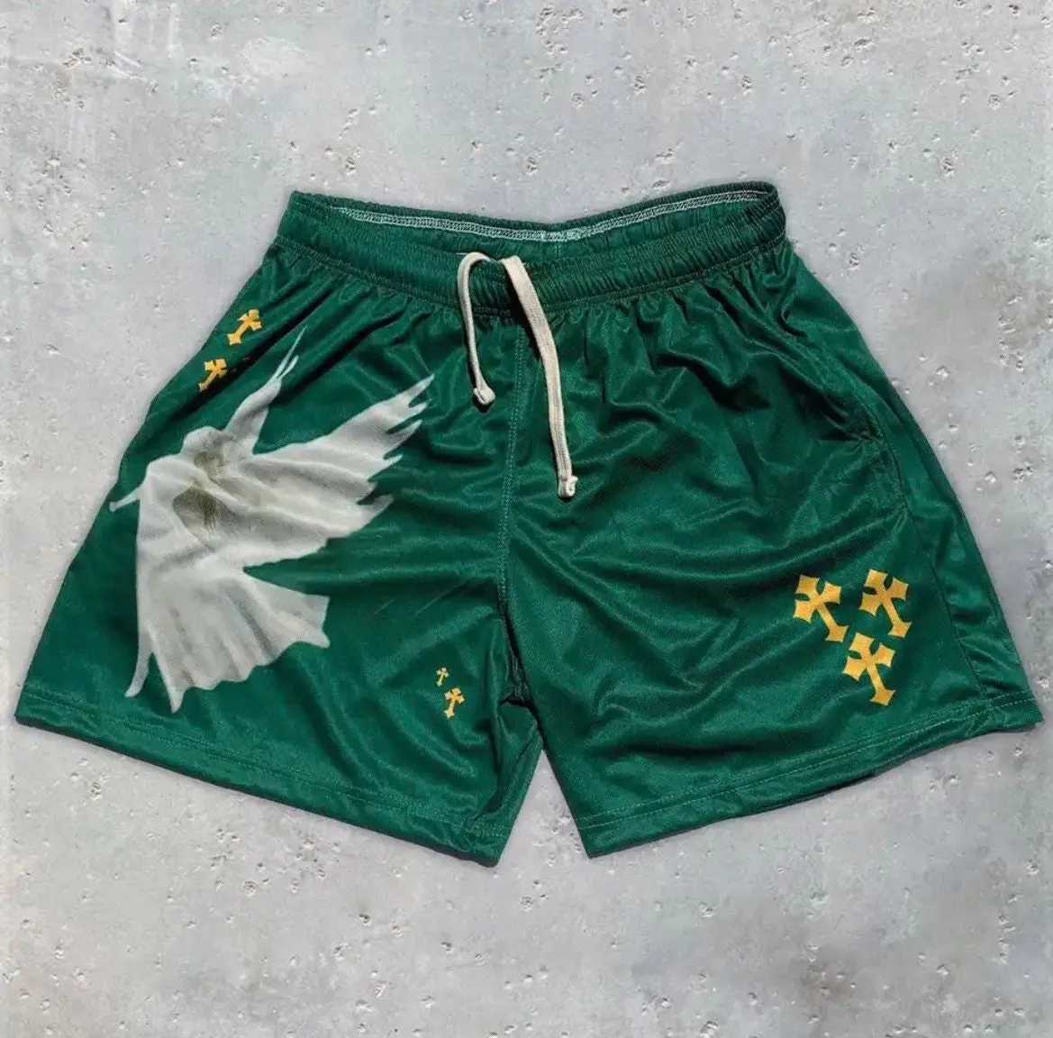 Blavra Casual Angel Faith Print Mesh Shorts