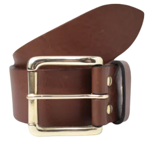 Brass Roller 2 Inch Wide Leather Belt
