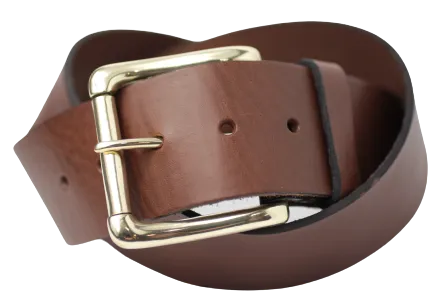 Brass Roller 2 Inch Wide Leather Belt