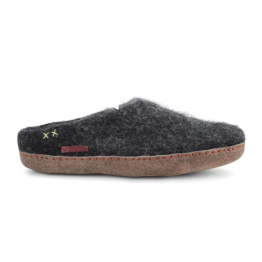Classic Slipper - Black with Leather