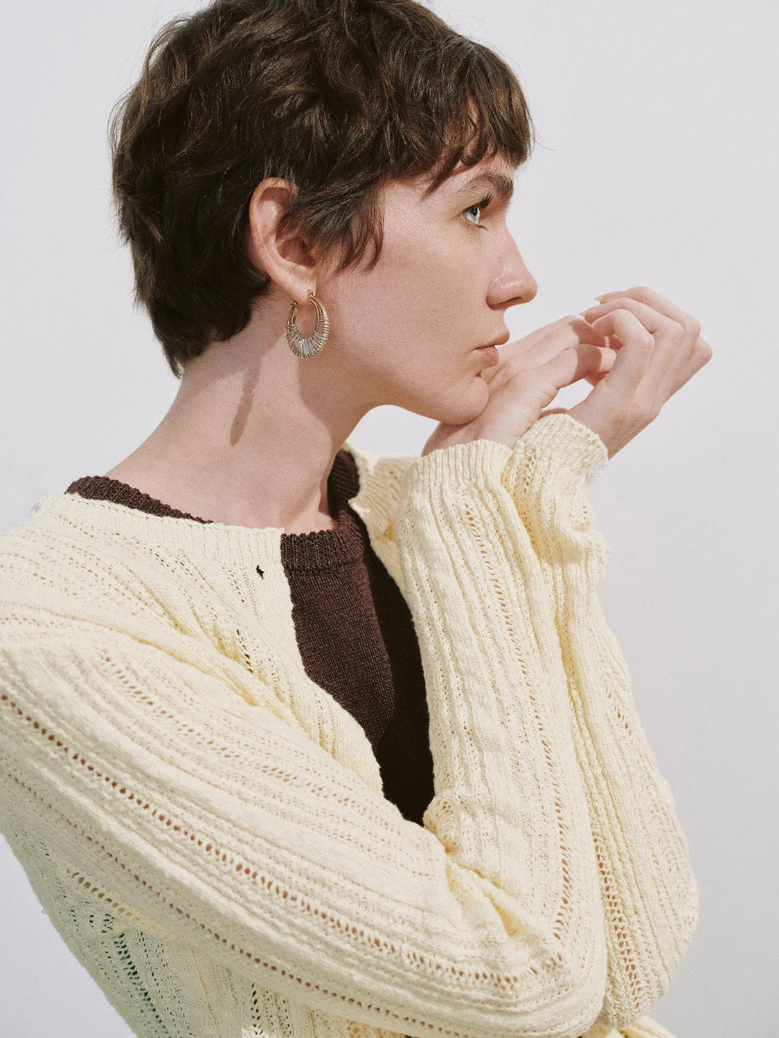 Crew Neck Knitted Cardigan
