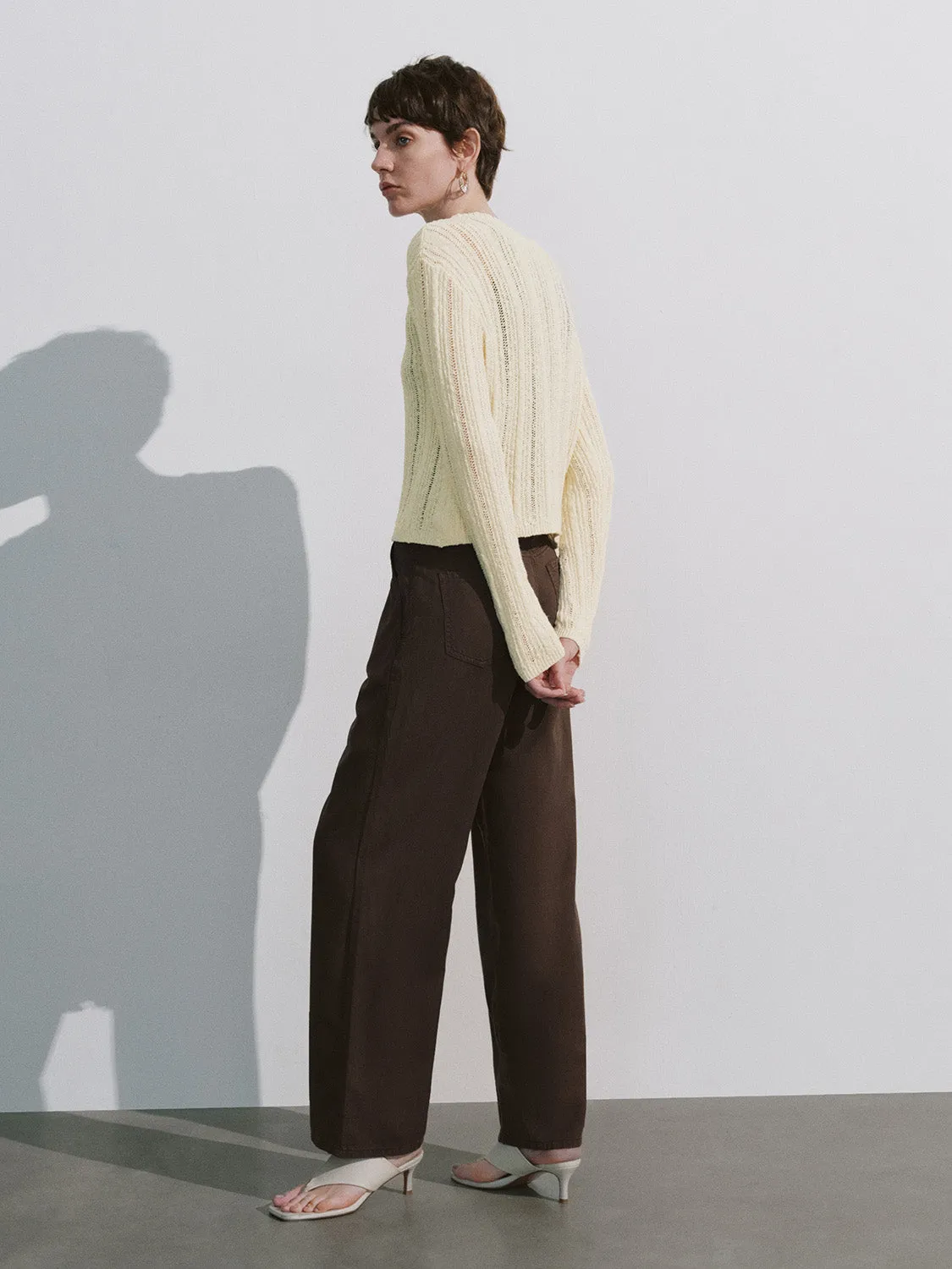 Crew Neck Knitted Cardigan