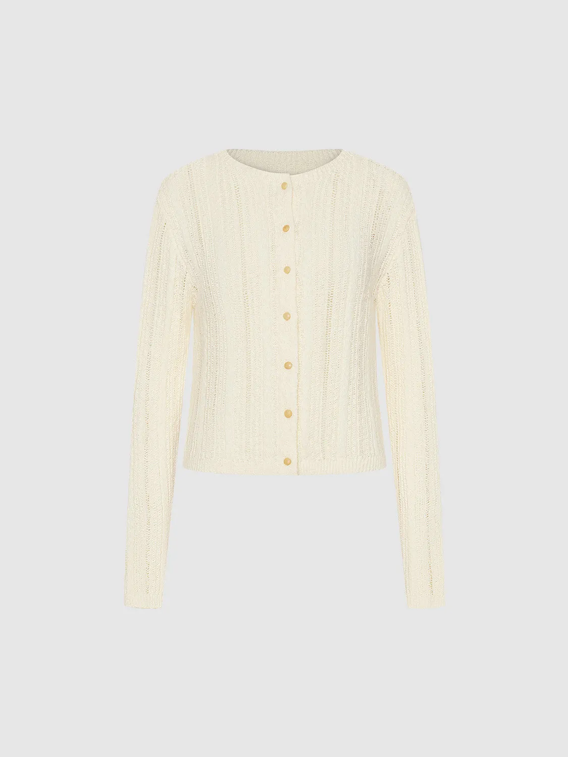 Crew Neck Knitted Cardigan