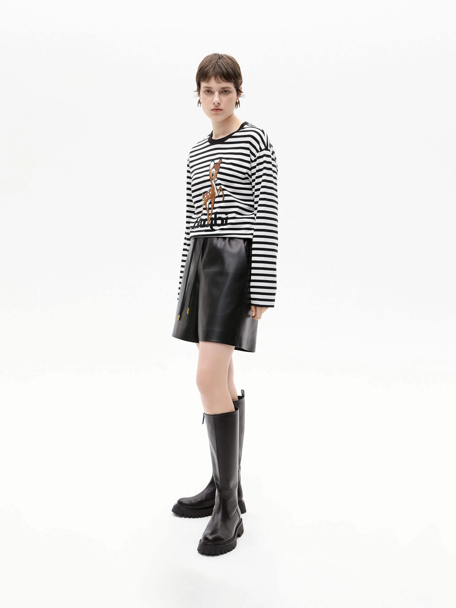 Drawstring Waist Leather Shorts