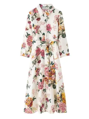 Floral Print Belted Maxi Dress