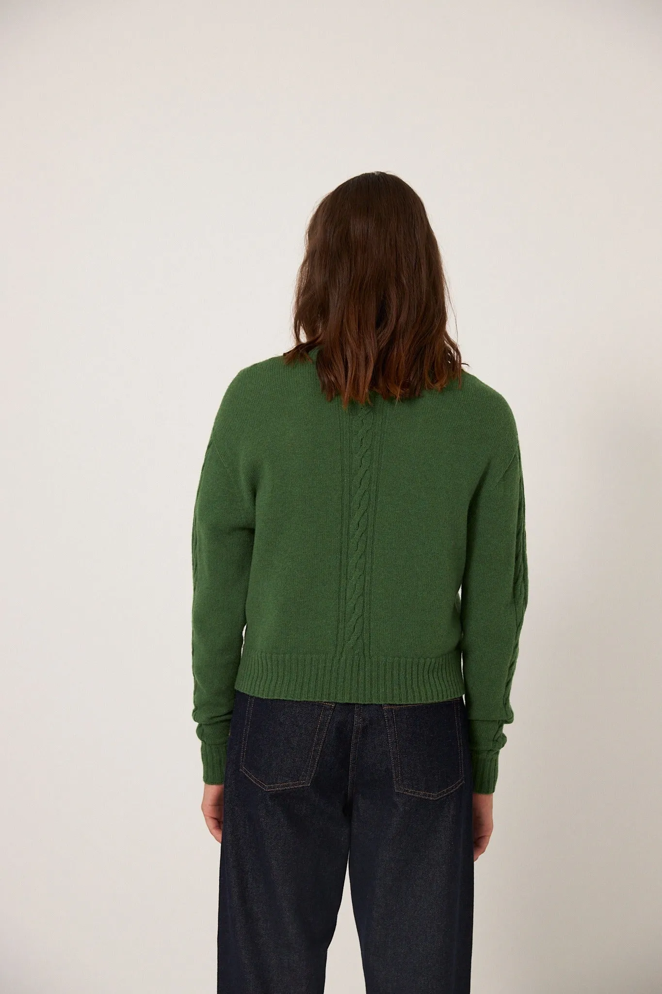 Francie Kindred Cable Cardigan Herb