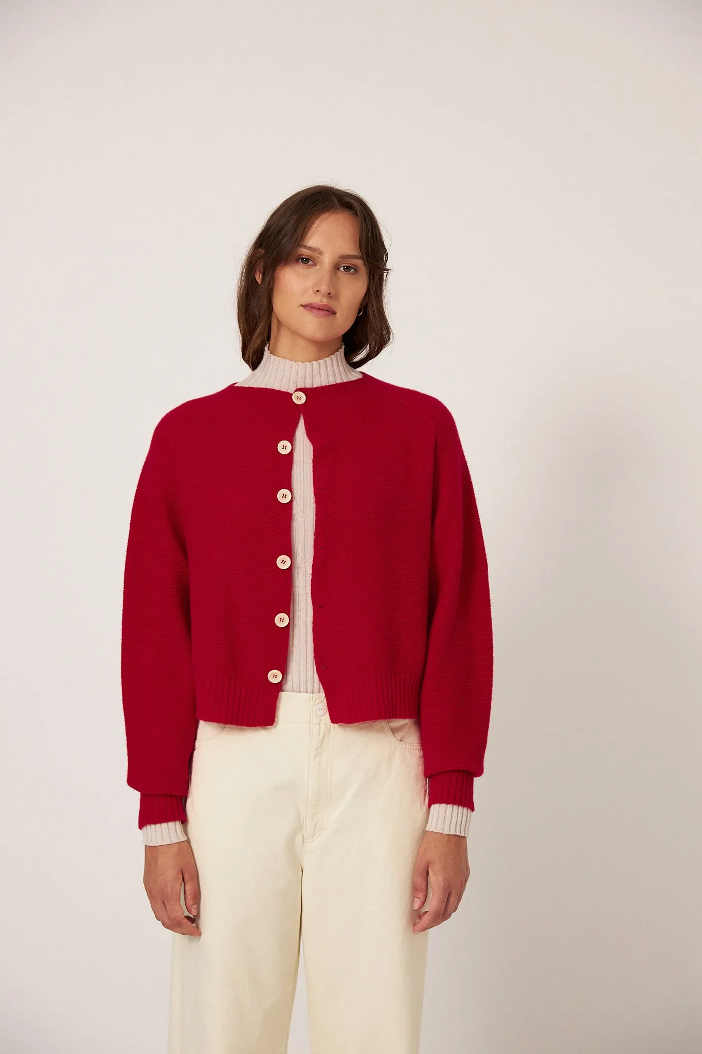 Francie Loft Cardigan Cherry