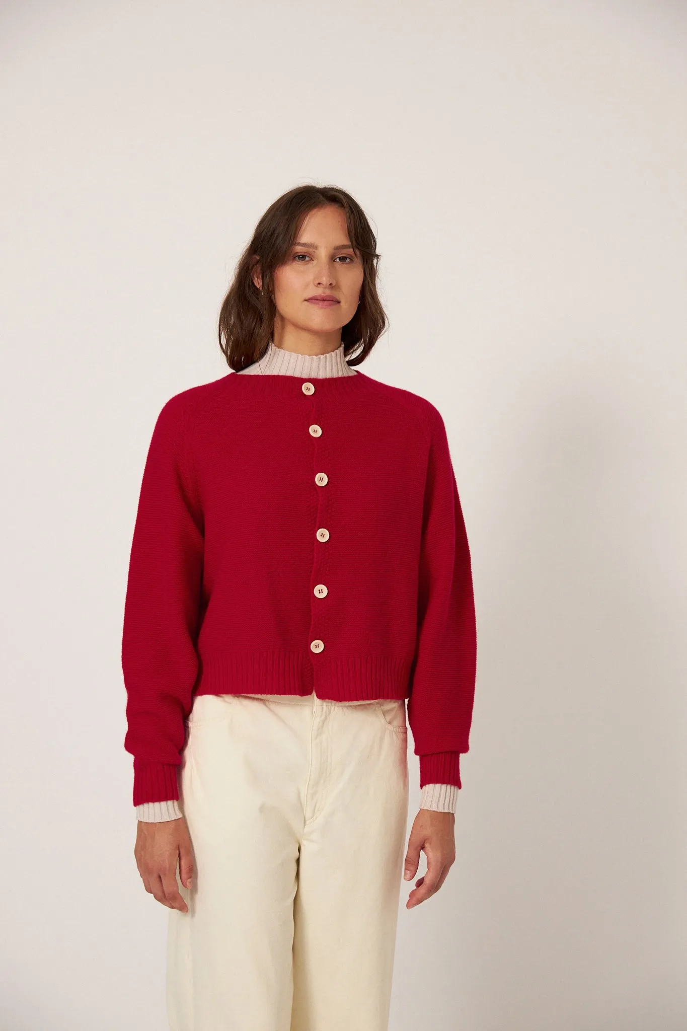 Francie Loft Cardigan Cherry