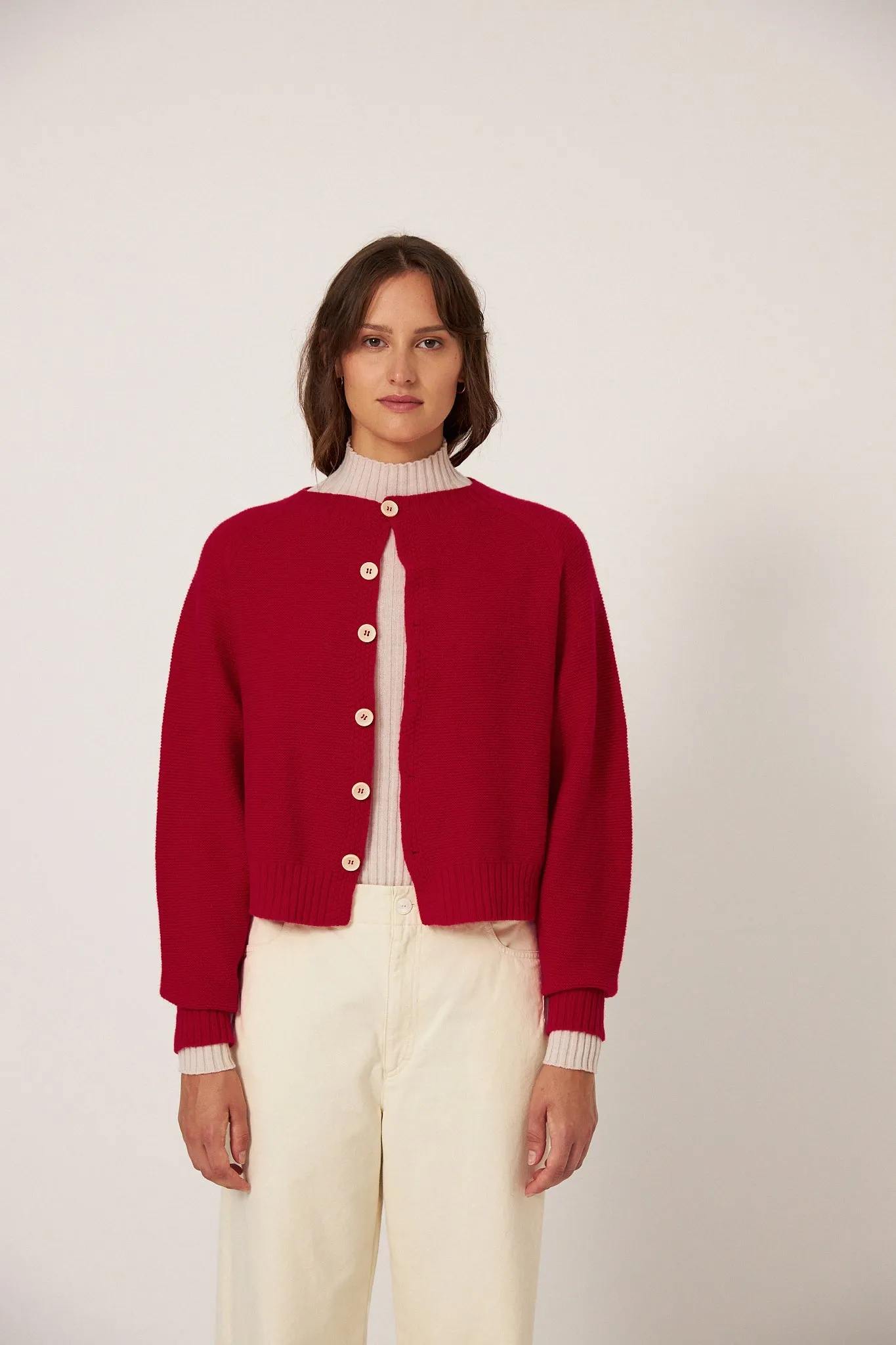 Francie Loft Cardigan Cherry