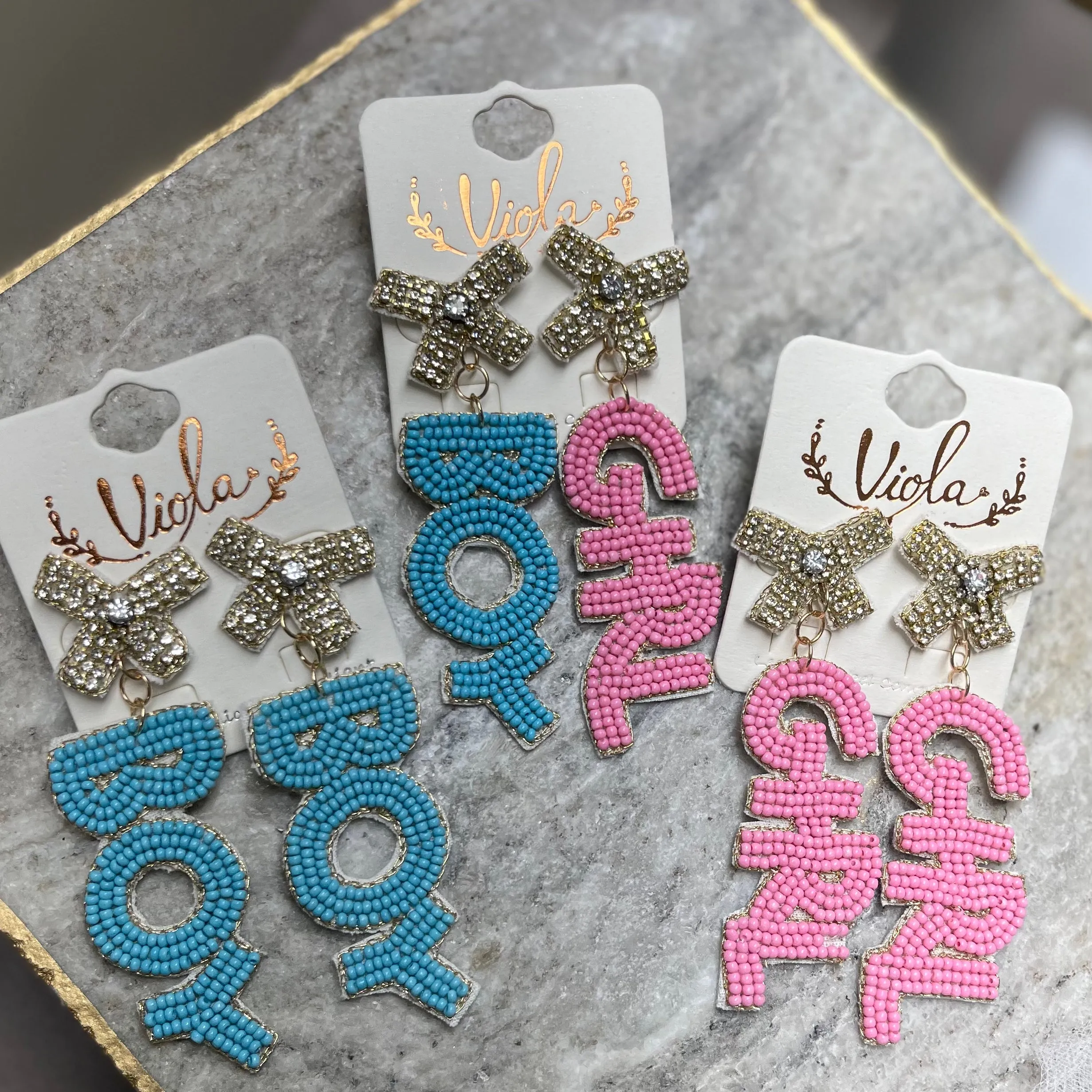 Gender Reveal Seed Bead Post Back Earrings