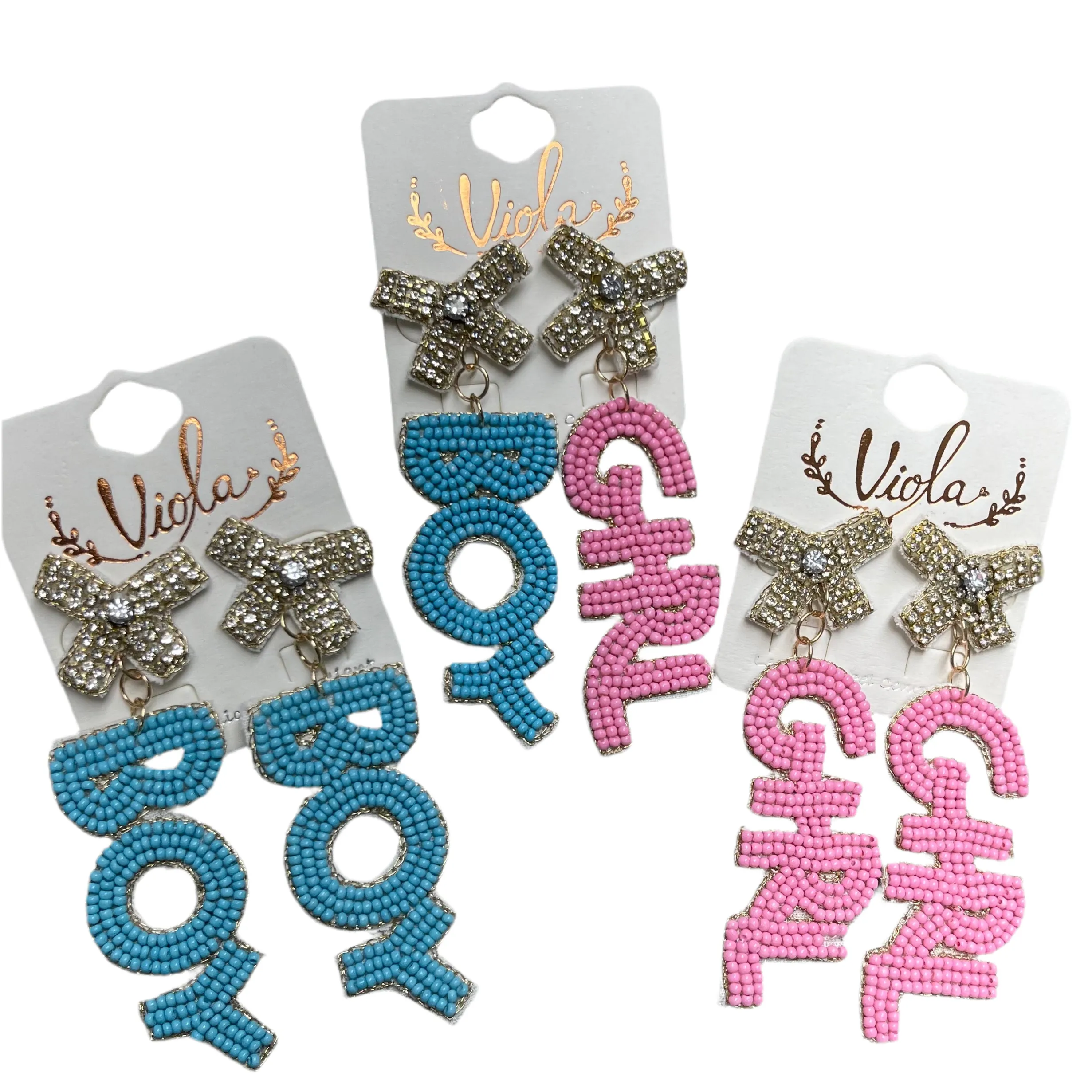 Gender Reveal Seed Bead Post Back Earrings