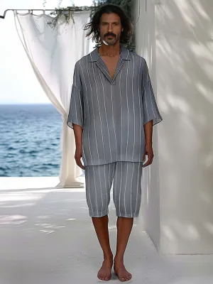 Lightweight Striped Cotton Linen Set