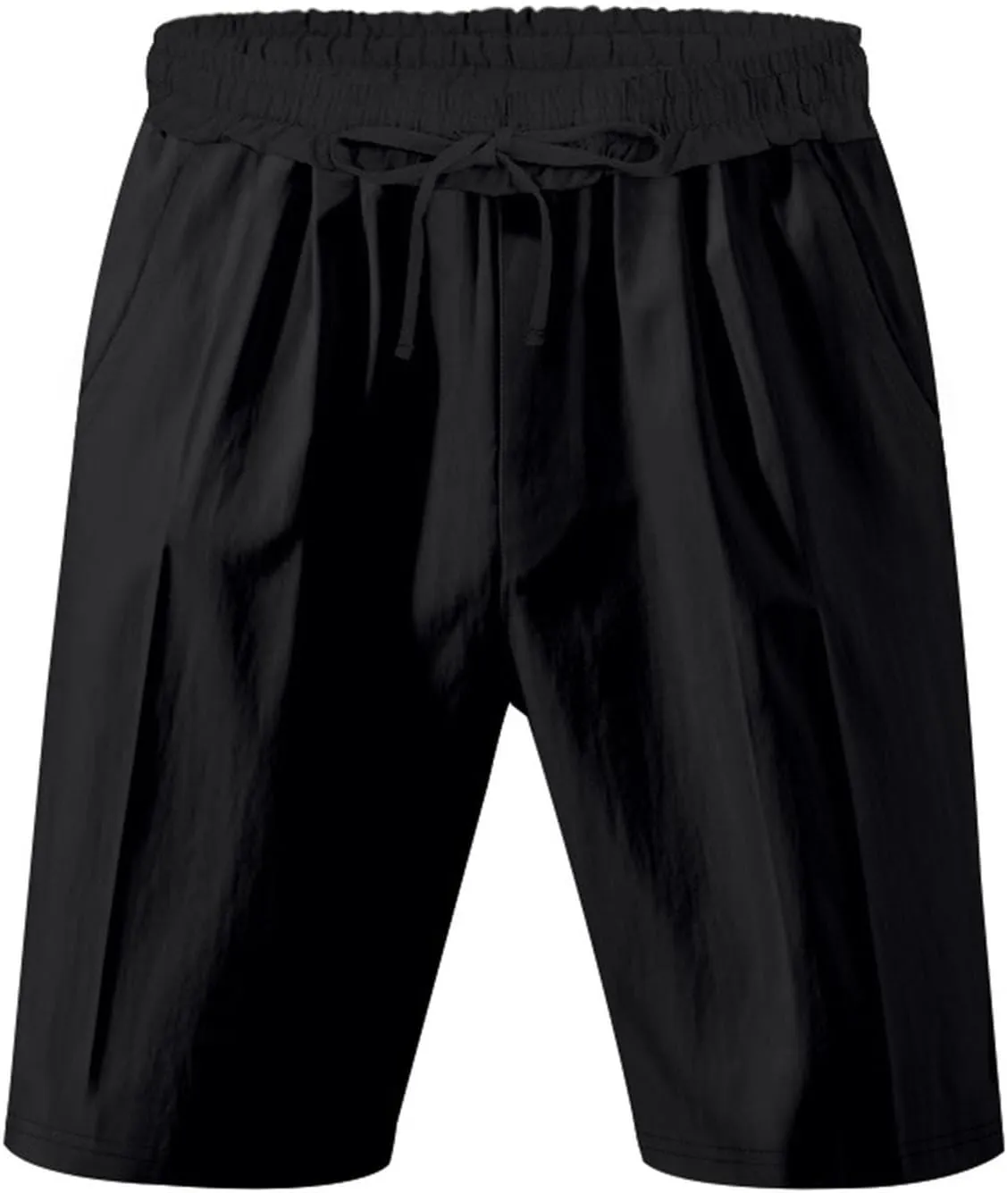 Linen Shorts for Men Summer Casual Drawstring Elastic Waist Shorts Relaxed Fit Vacation Beach Short Pants