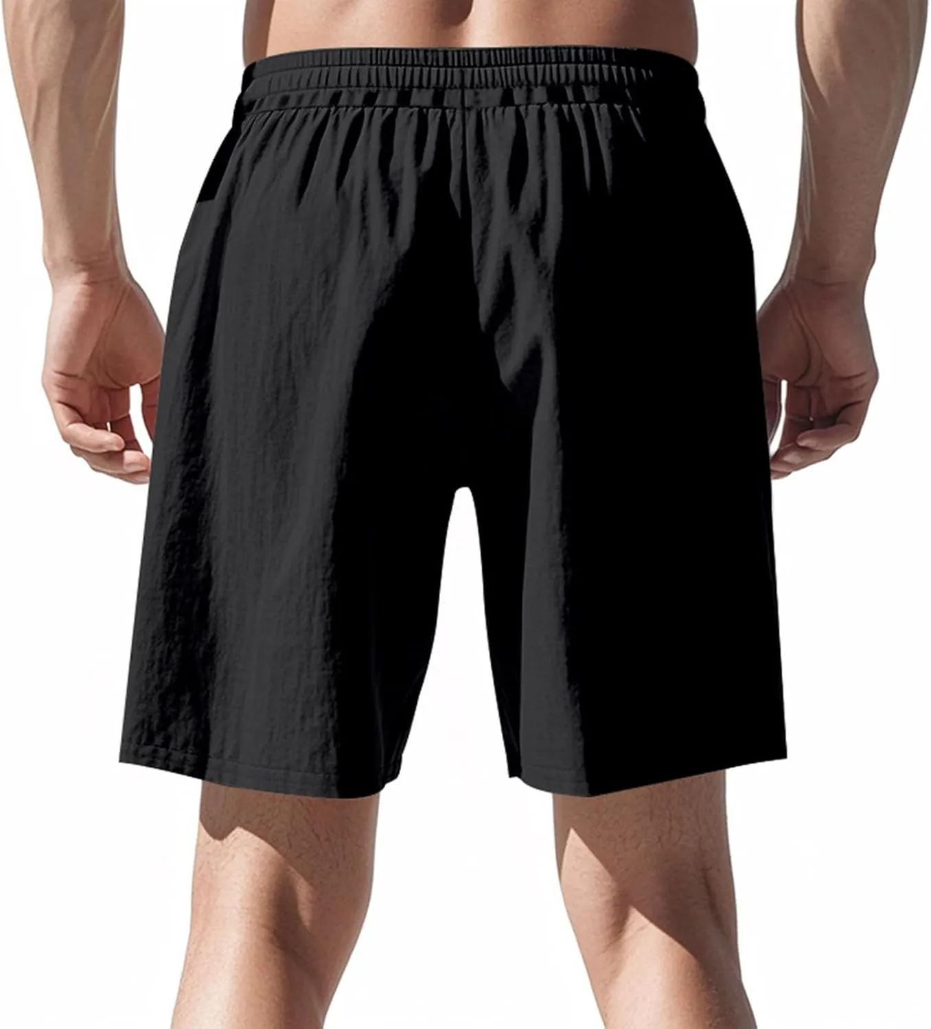 Linen Shorts for Men Summer Casual Drawstring Elastic Waist Shorts Relaxed Fit Vacation Beach Short Pants