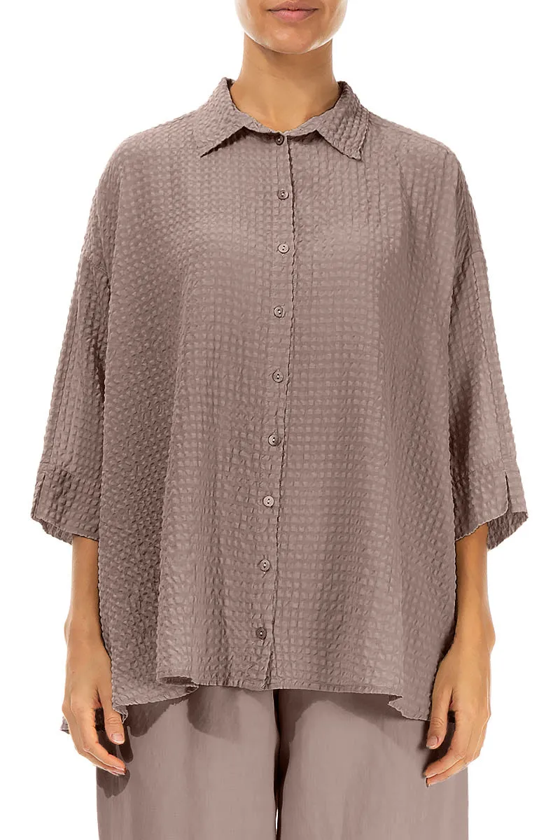 Loose Truffle Textured Silk Shirt