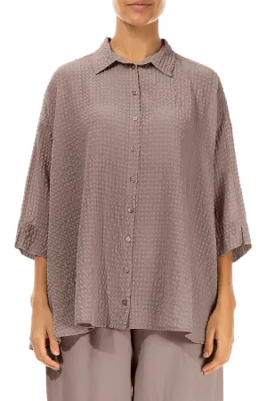 Loose Truffle Textured Silk Shirt