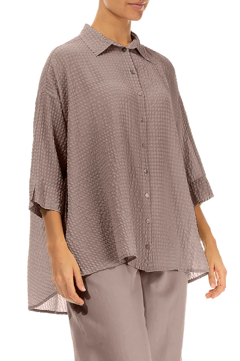 Loose Truffle Textured Silk Shirt