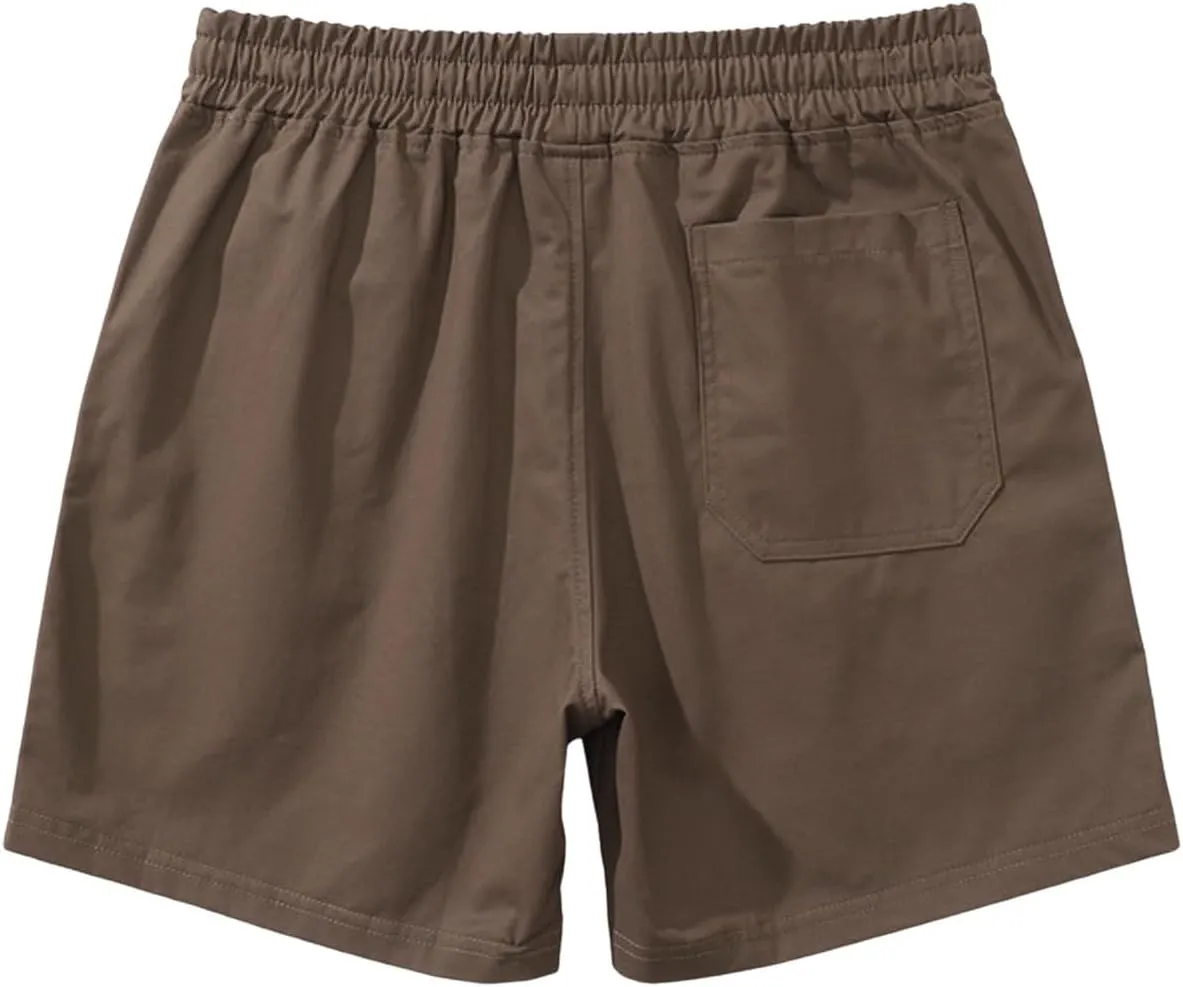 Men Shorts Slim Fit Flat Front Stretch Casual Short Shorts Outdoor Athletic Workout Running Comfy Activewear Pants