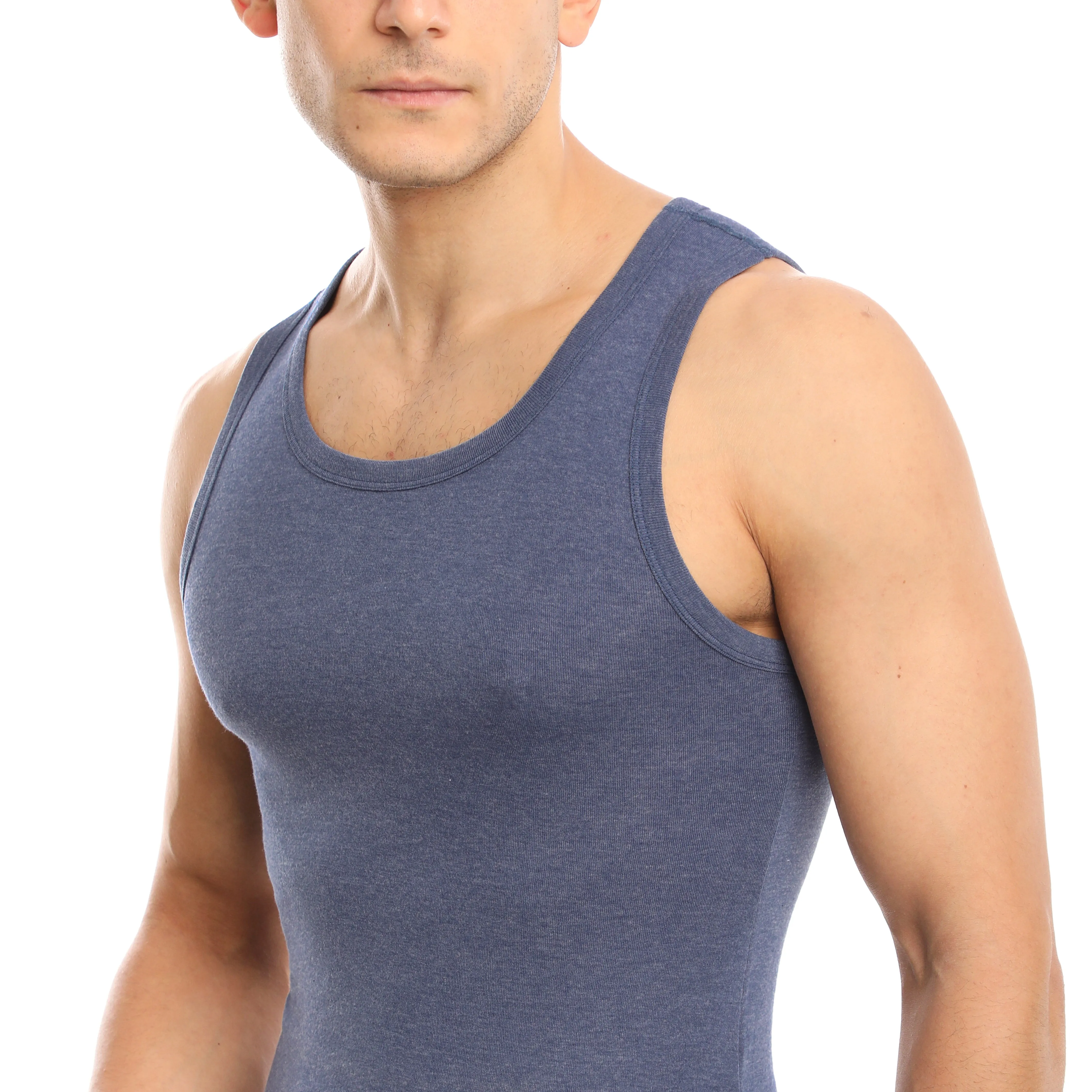 MEN’S H. BLUE A-TANK UNDERSHIRT - 5 PK