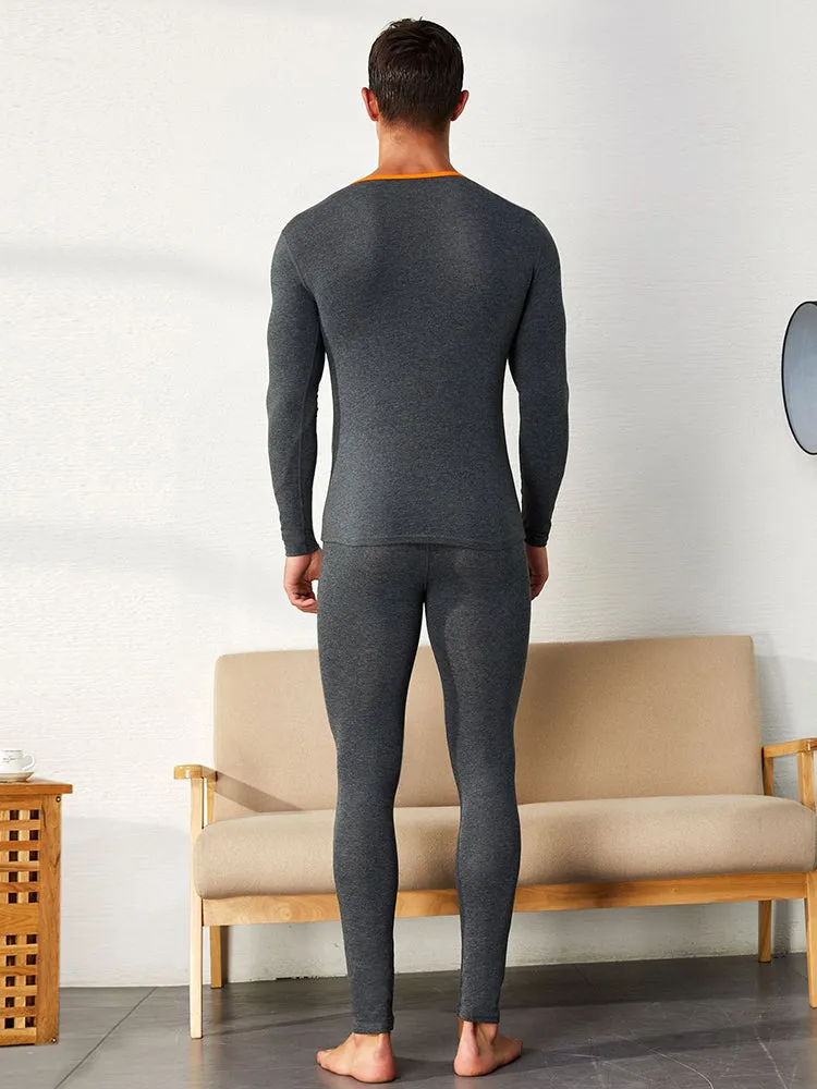 Men's Splicing Lines Cotton Thermal Underwear Set