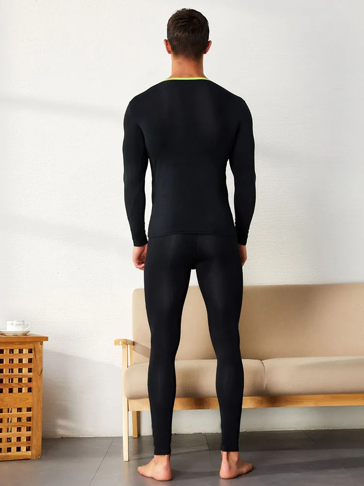 Men's Splicing Lines Cotton Thermal Underwear Set