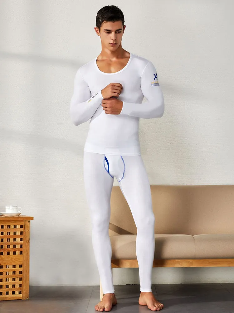 Men's Splicing Lines Cotton Thermal Underwear Set