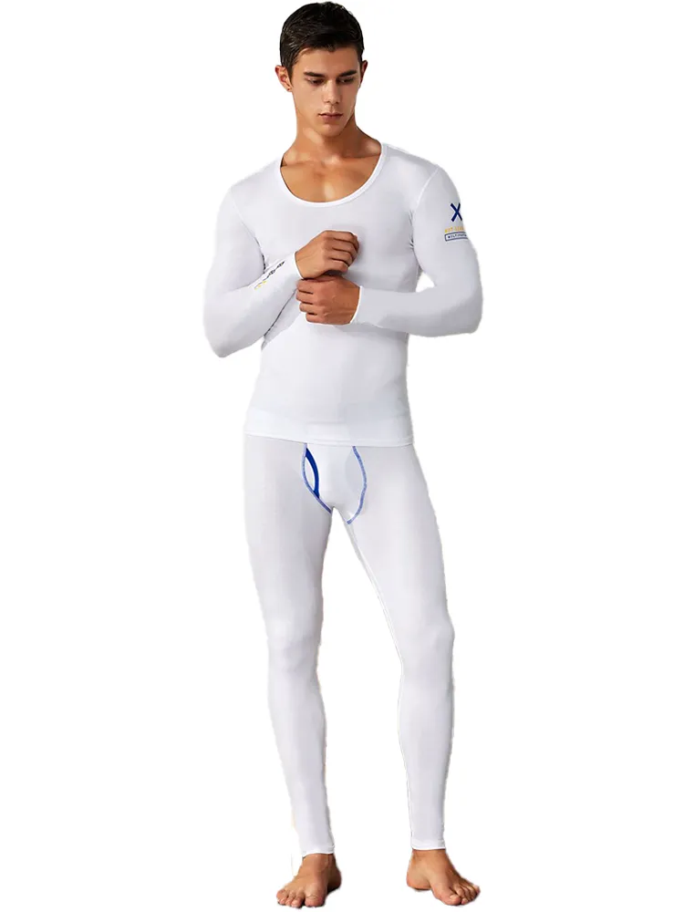 Men's Splicing Lines Cotton Thermal Underwear Set