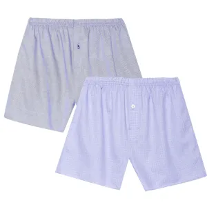 Men's Woven Cotton Boxers - 2 Pack - Set 4 - Solid Blues Pack
