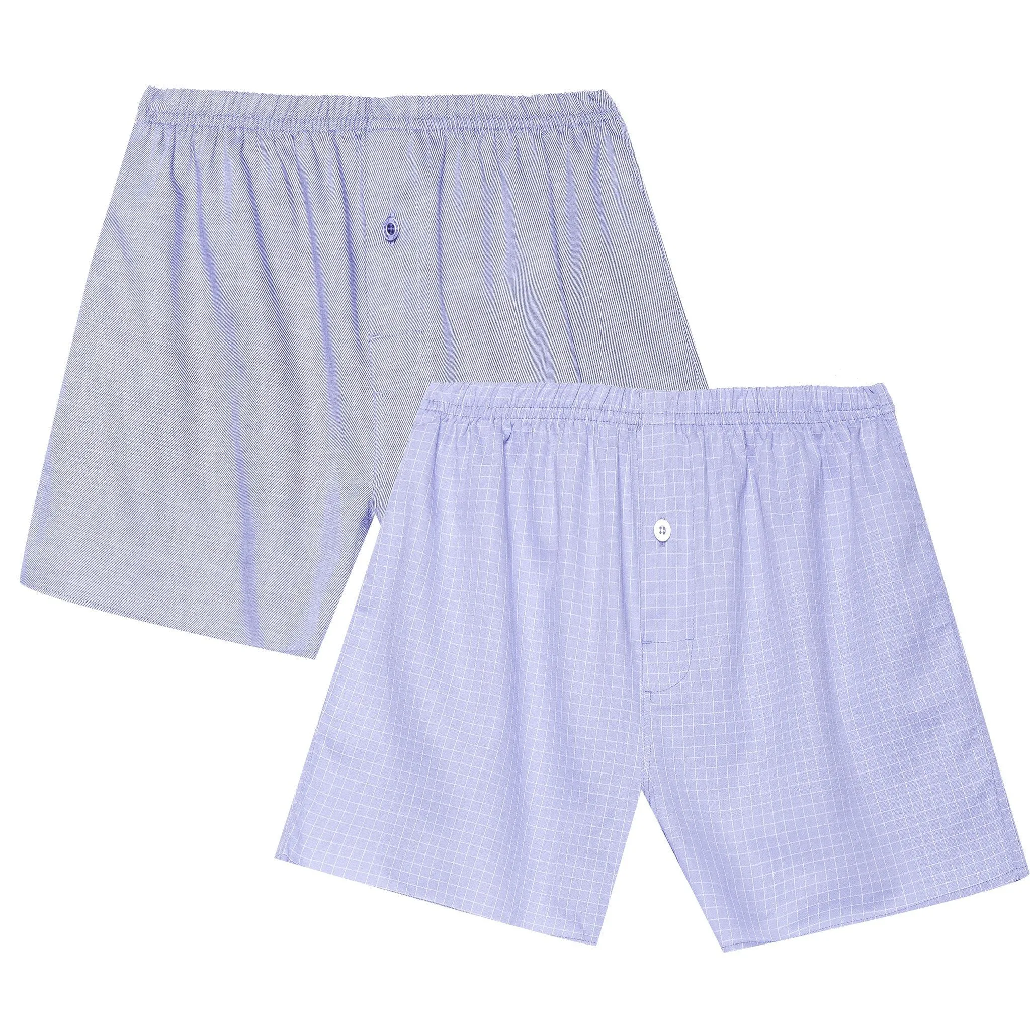 Men's Woven Cotton Boxers - 2 Pack - Set 4 - Solid Blues Pack