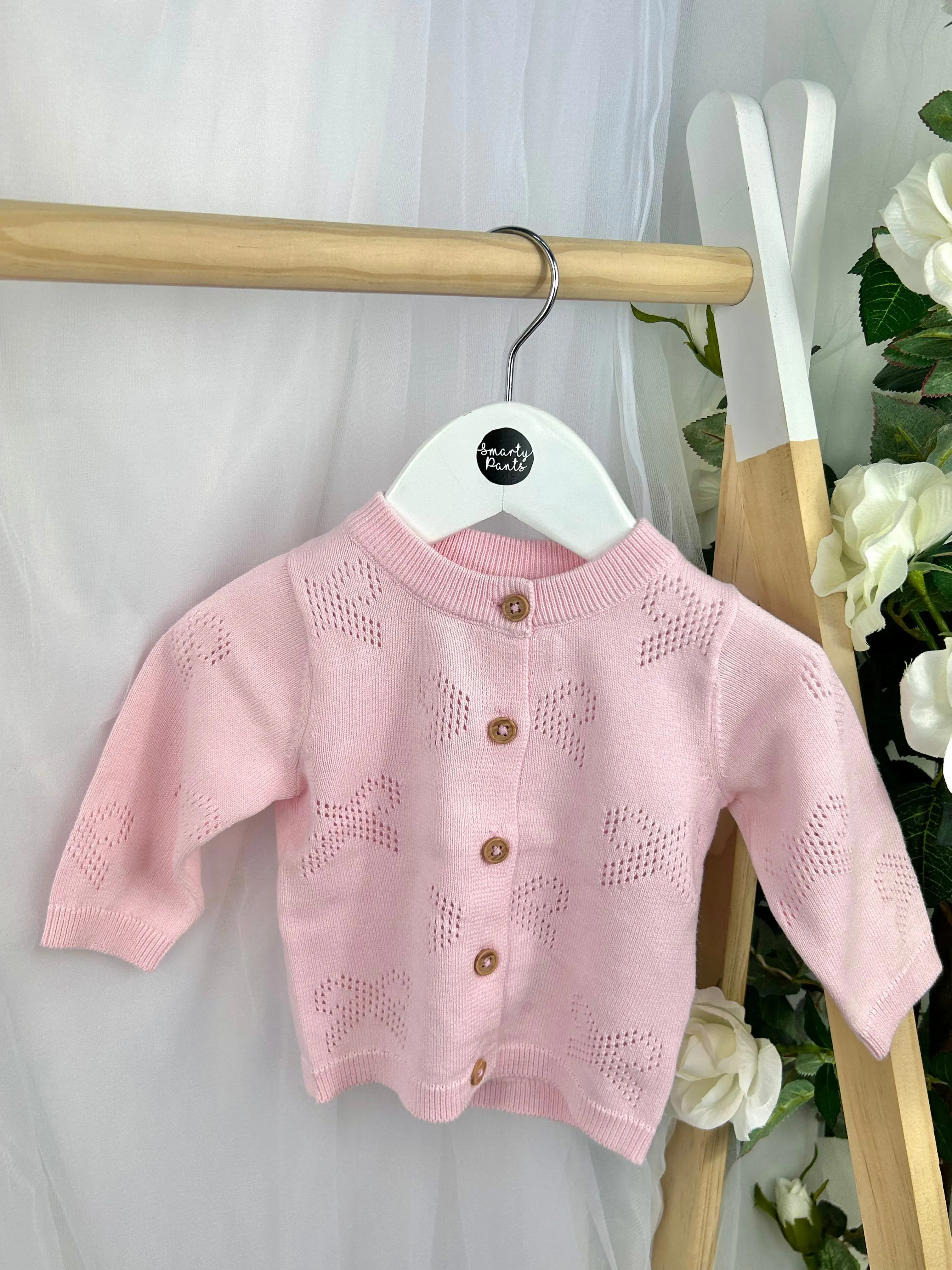 Name It Baby Girl Pink Knitted Bow Cardigan