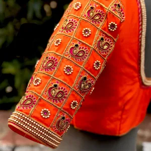 Orange Annam Checks Blouse