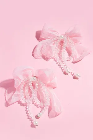 Pink Cutesy Bow Statement Earring