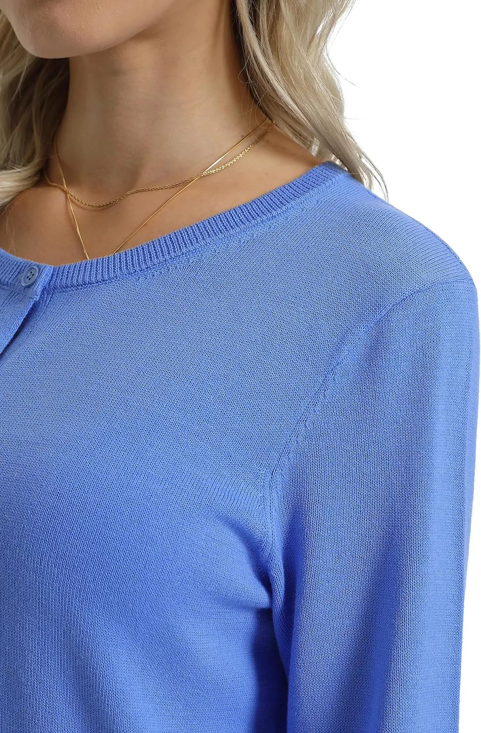 QUALFORT Women's 100% Cotton Lightweight Cardigans Long Sleeve Knitted Button Down Sweater