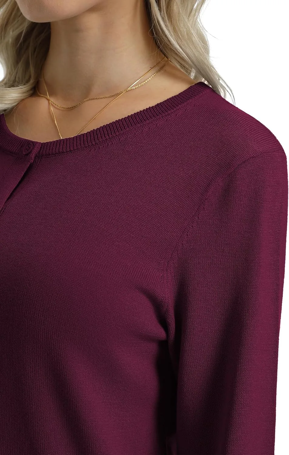 QUALFORT Women's 100% Cotton Lightweight Cardigans Long Sleeve Knitted Button Down Sweater