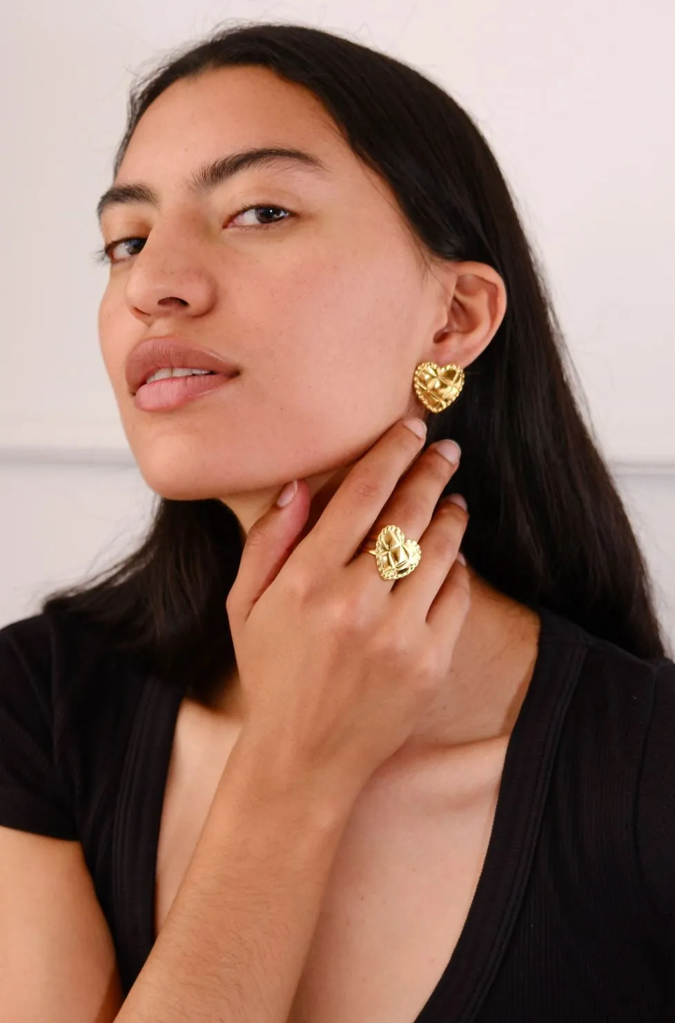 Quilted Heart Statement Earrings