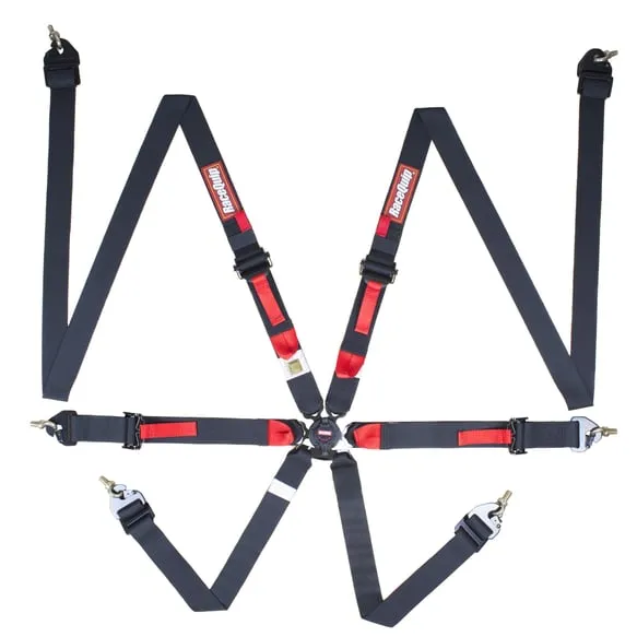 RaceQuip FIA 6 Point Camlock Harness Set - Black - 2 in.Â Lap and 2 in. Shoulders (for Hans/FHR) - 856006