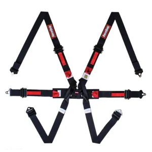 RaceQuip FIA 6 Point Camlock Harness Set - Black - 2 in.Â Lap and 2 in. Shoulders (for Hans/FHR) - 857007