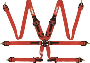 RaceQuip FIA 6 Point Camlock Harness Set - Red - 3 in.Â to 2 in. HANS/FHR Shoulders - 855015