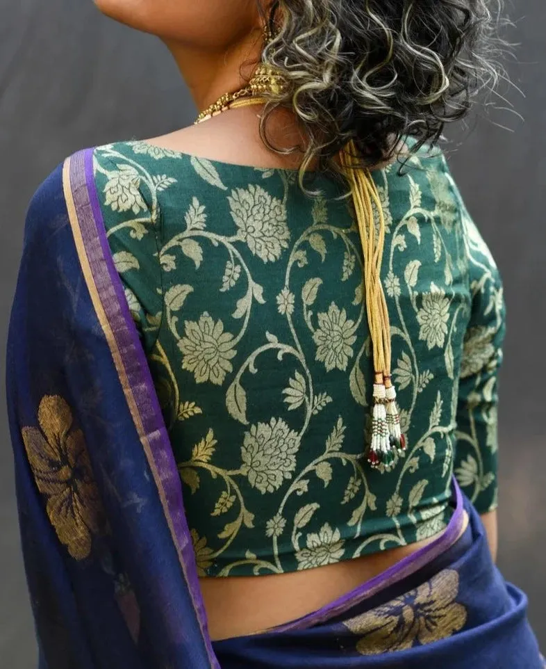 Readymade Beautiful Green Silk Blouse With Sweetheart Neckline