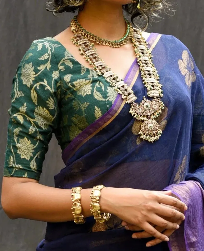 Readymade Beautiful Green Silk Blouse With Sweetheart Neckline