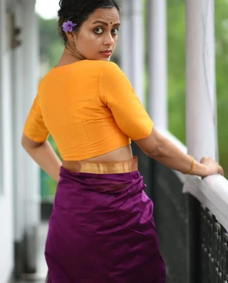 Readymade Beautiful Mustard Blouse Made of Artificial Silk