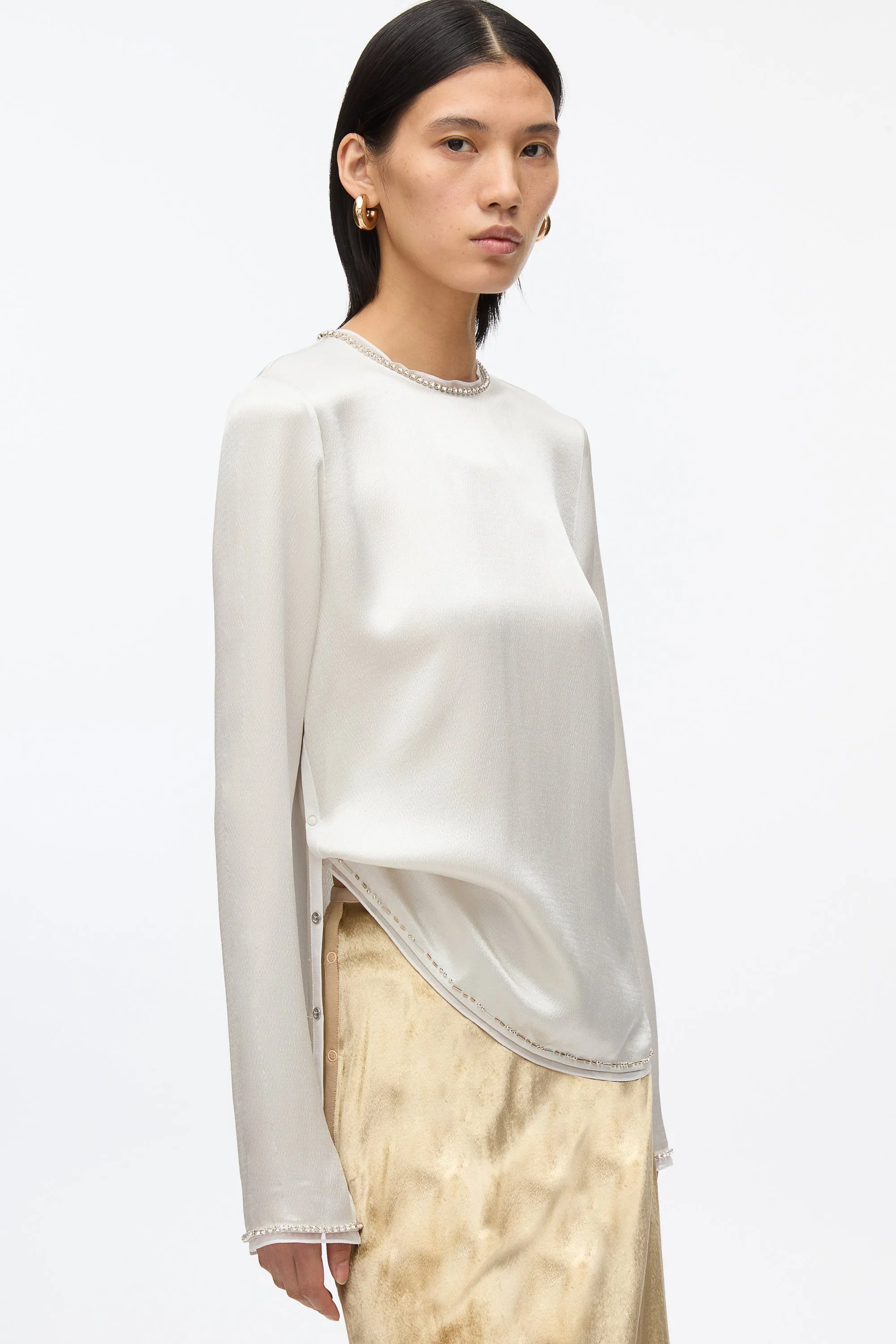 Satin Top With Crystal Embellishment